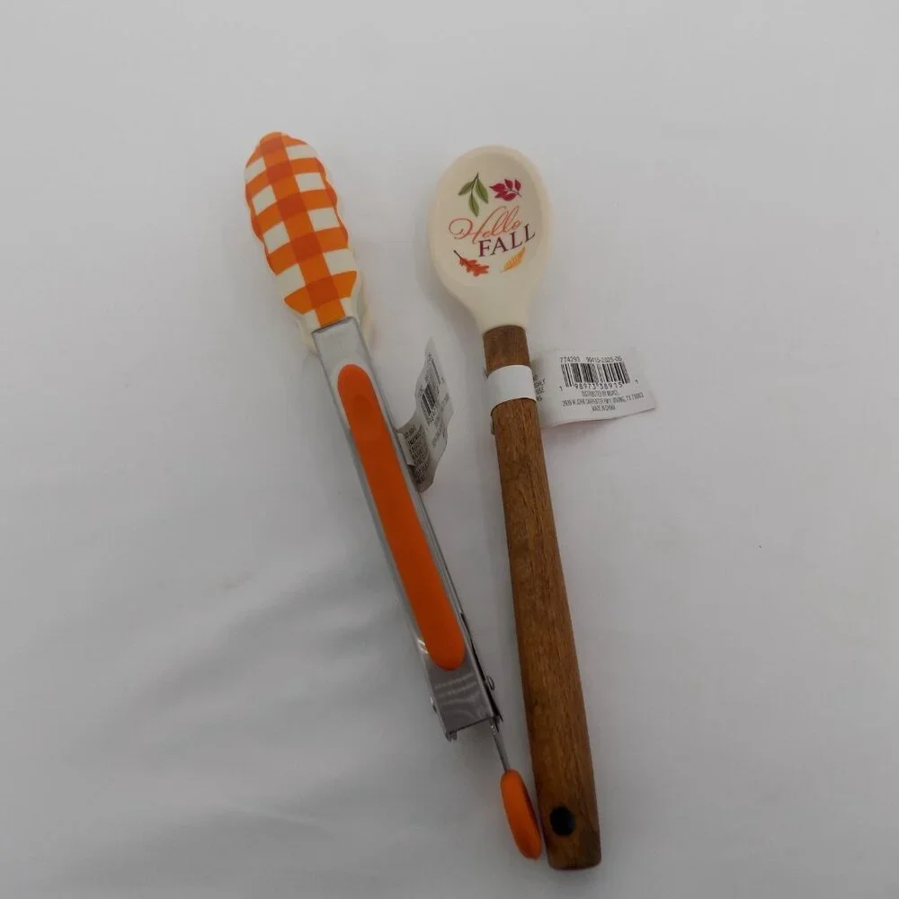 6 Makery Silicon Wooden Mini Kitchen Utensil Set Thanksgiving Themed Fall Autumn